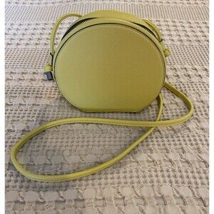 A New Day Bag Canteen Round Circle Crossbody Lime Green Zip Close Purse